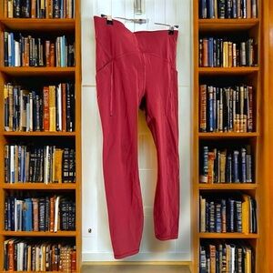 Lululemon Athletics Mauve Red Leggings Pockets Full Length